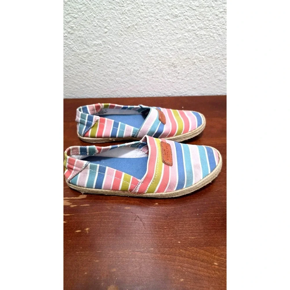 Coach‎ Women's Striped Canvas Espadrilles Slip-On Shoes Multicolor Size 6B